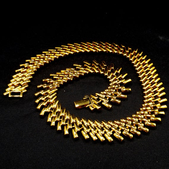 Napier Gold Plated Link Necklace, Pat 4.774.743, … - image 6