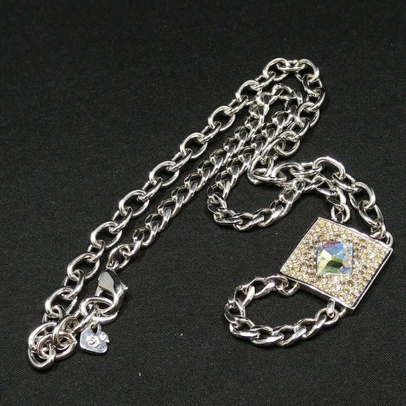 Swarovski Rhinestone Aurora Borealis Pendant Neck… - image 1