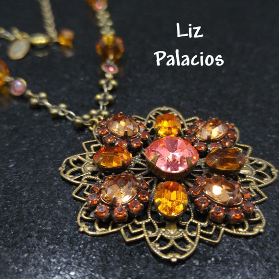 Liz Palacios Crystal Rhinestone Pendant Necklace,… - image 2