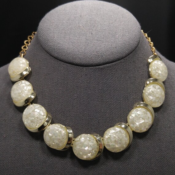 Vintage Lucite Confetti Choker Necklace, Gold Tone, W… Gem