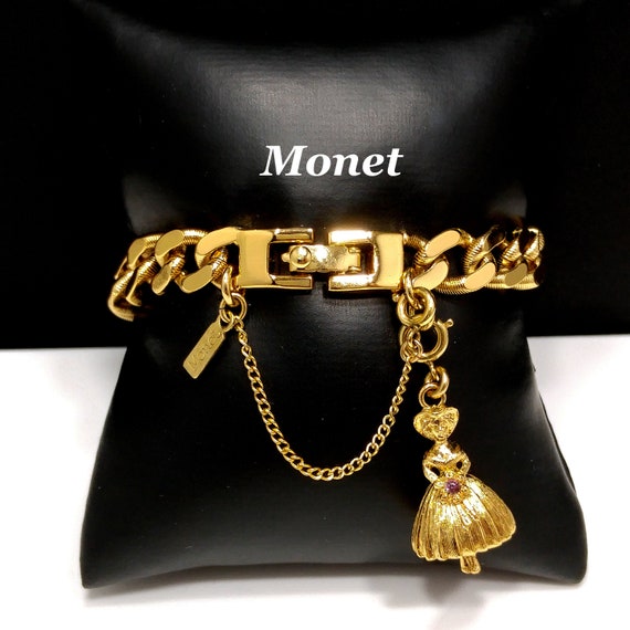 Monet Heavy Gold Plated Charm Bracelet 