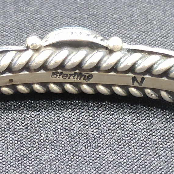 Silver Cuff Gemstone Bracelet, Stamped STERLING N… - image 8