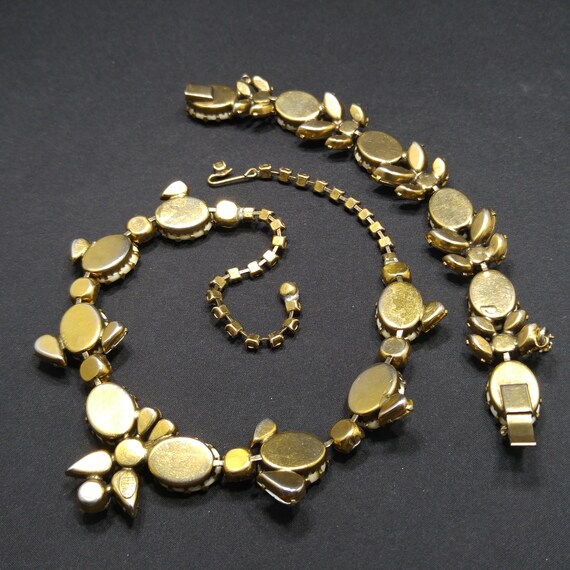 Set, 1950s Topaz Jewelry Vintage Bracelet Baroque Necklace - AB Pearl Regency Rhinestones, Etsy Light