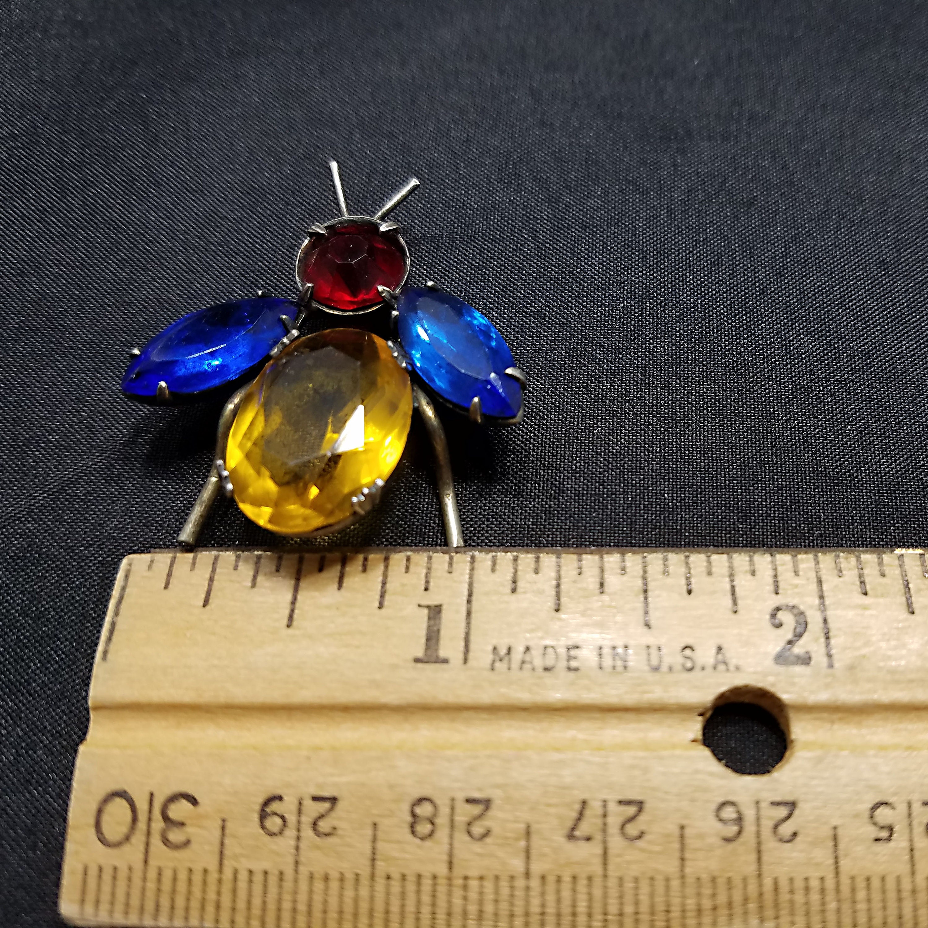 Vintage Adele Simpson Bug Brooch, Multicolored Rhinestones