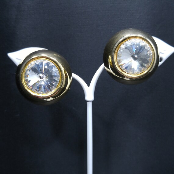 Rivoli Crystal Earrings, Headlight Rhinestones, C… - image 1