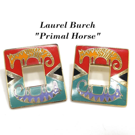 Laurel Burch "Primal Horse" Large Post Earrings, G