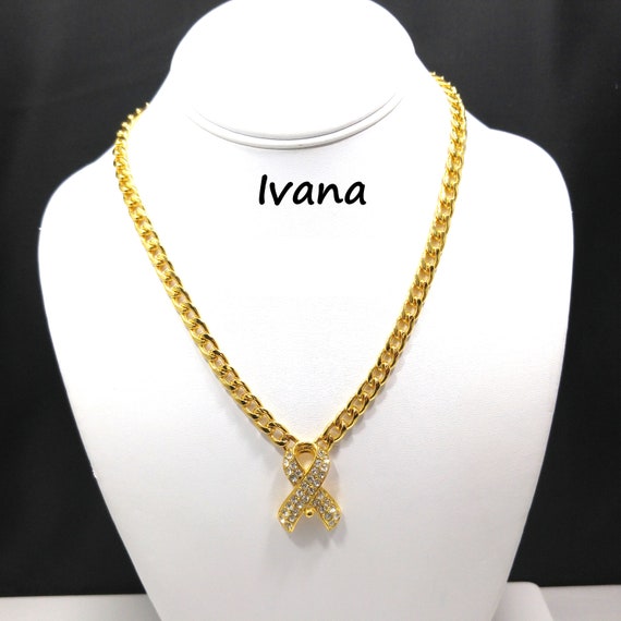 Ivana Trump Rhinestone Ribbon Necklace, Gold Plat… - image 7