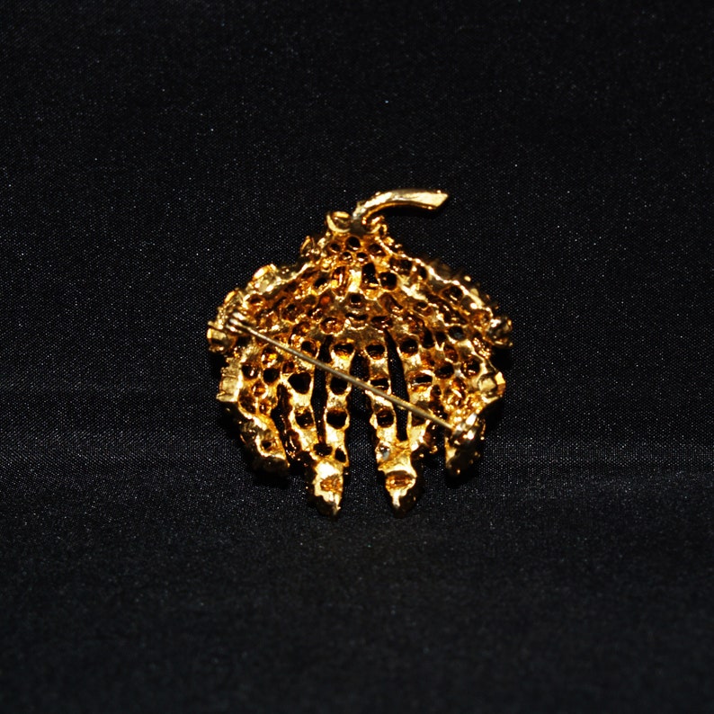 1990s Vintage Brooch Floral Red /& Hot Pink Rhinestone Brooch Gold Plated