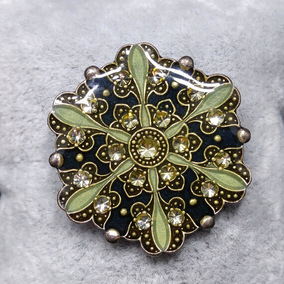 Lattice Pin Brooch - Crystal and Black Diamond by Catherine Popesco