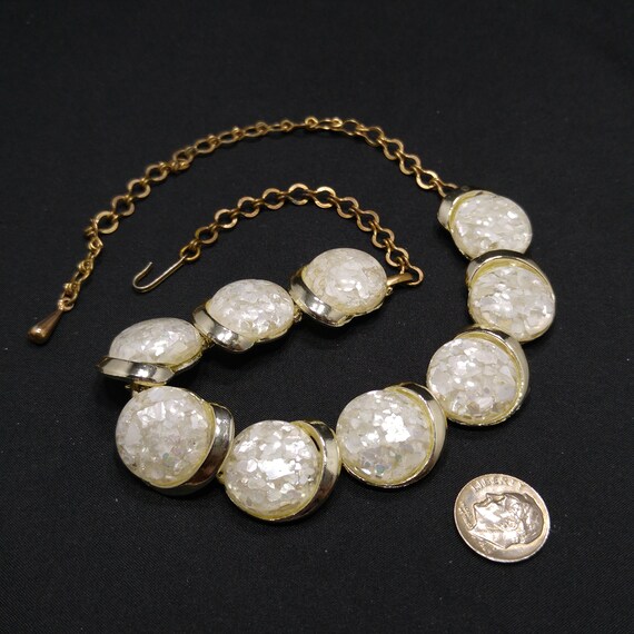 Vintage Lucite Confetti Choker Necklace, Gold Tone, W… Gem