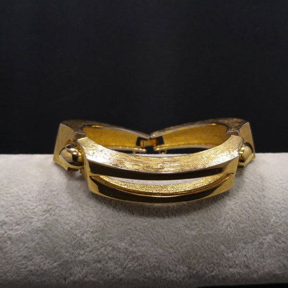 Monet Modern Mid-Century Bracelet, Gold Plated, 1… - image 4