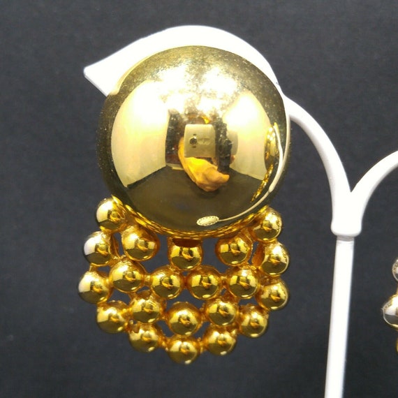 Vintage Edwin Pearl Runway Earrings, Gold Plate, … - image 2