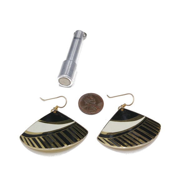 Laurel Burch Geometric Fan Earrings, Black White … - image 10