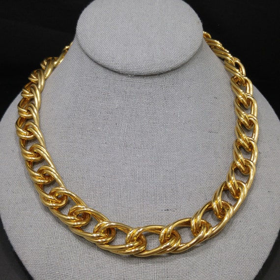 Monet Double Smooth Chain Necklace, Gold Plated, … - image 2