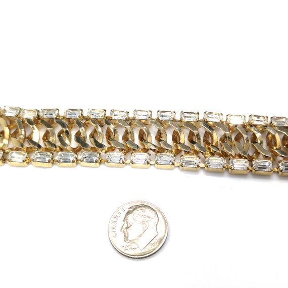 Reinad Chain Clear Rhinestone Bracelet, Gold Plat… - image 7