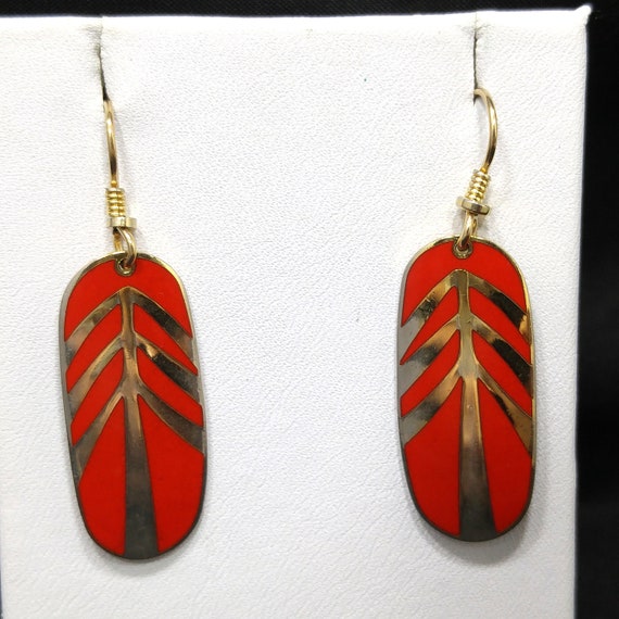 Laurel Burch "Tahoe Arrow" Earrings, Bright Red E… - image 3