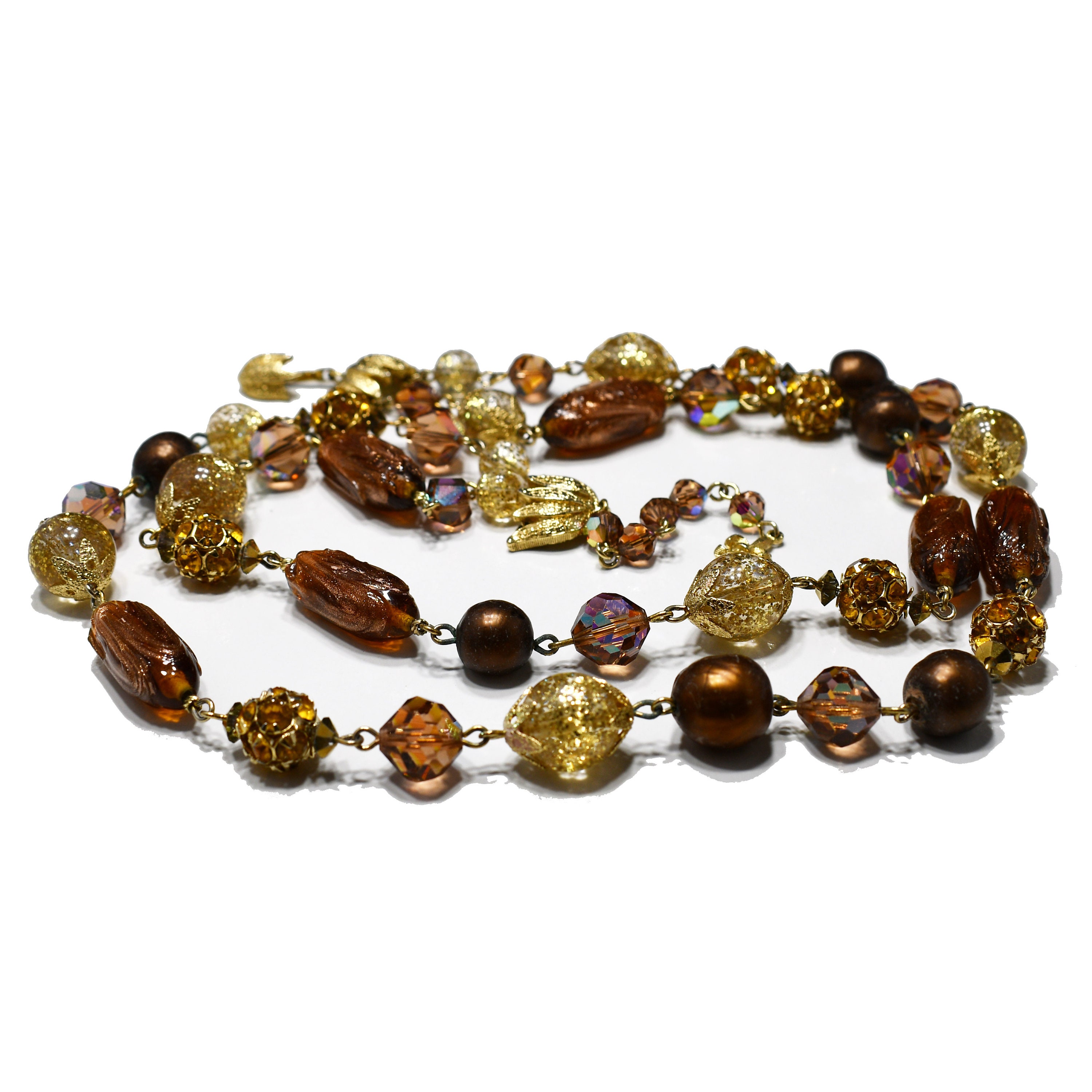 Vendome Two Strand Beaded Necklace Crystals & Art Glass Etsy UK