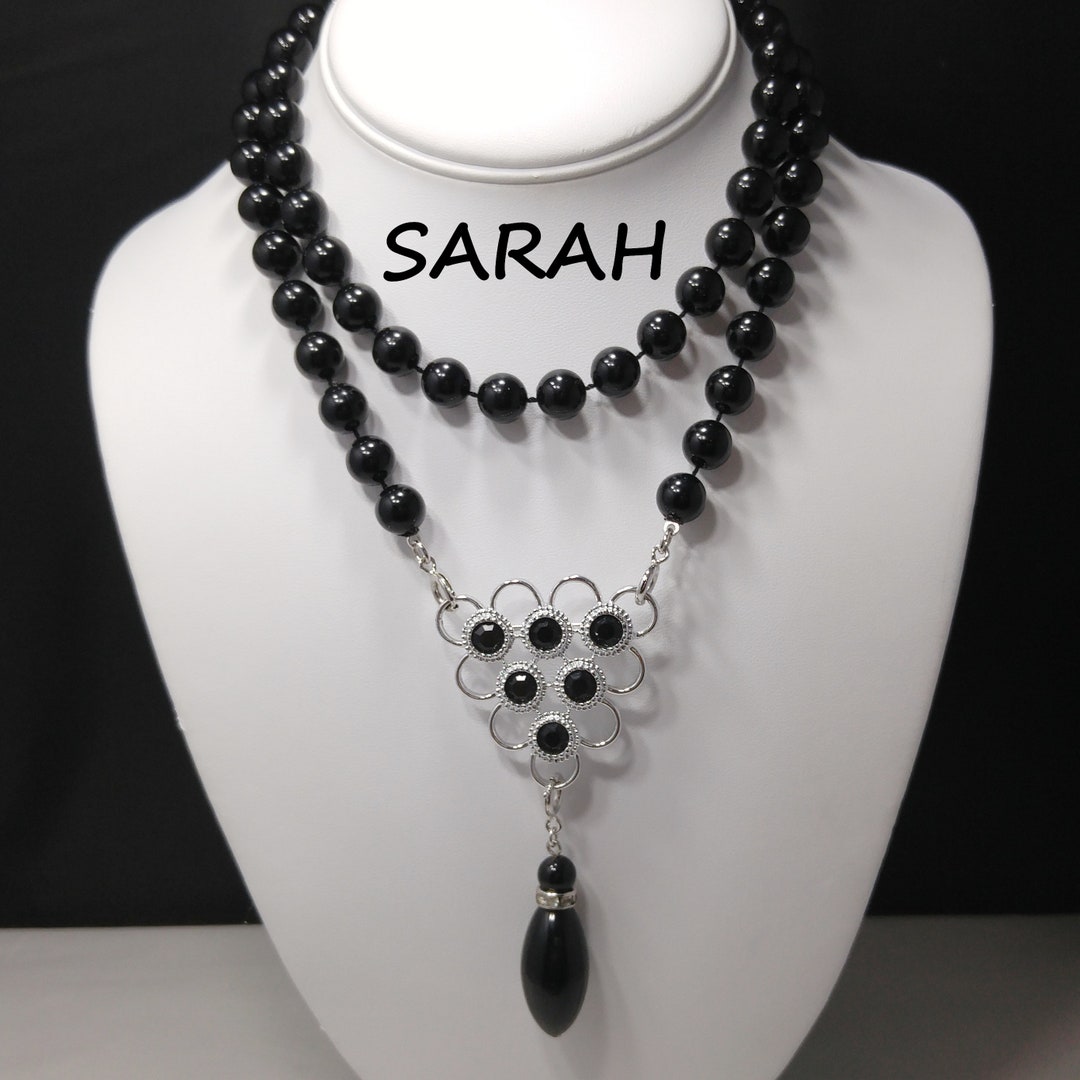 Sarah Coventry black Charmer Necklace Removable - Etsy