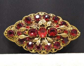1970s Costume Jewellery Set of Silver-tone and Scarlet Red