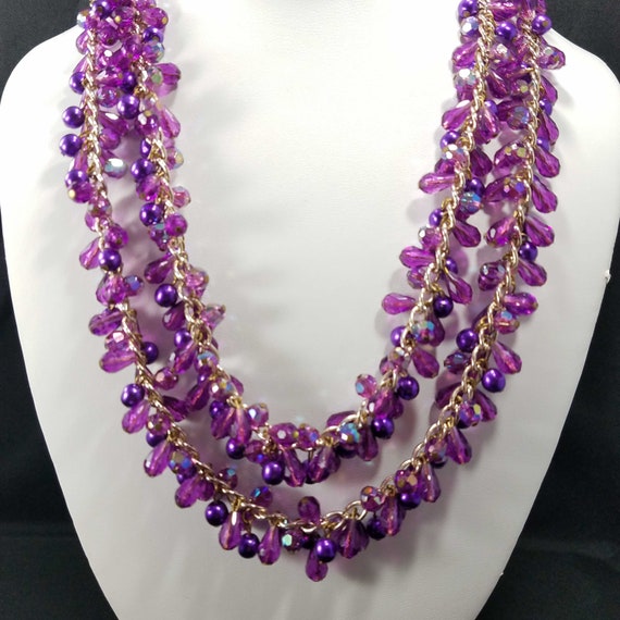 Western Germany Purple Gold Beaded Necklace, 1960… - image 3