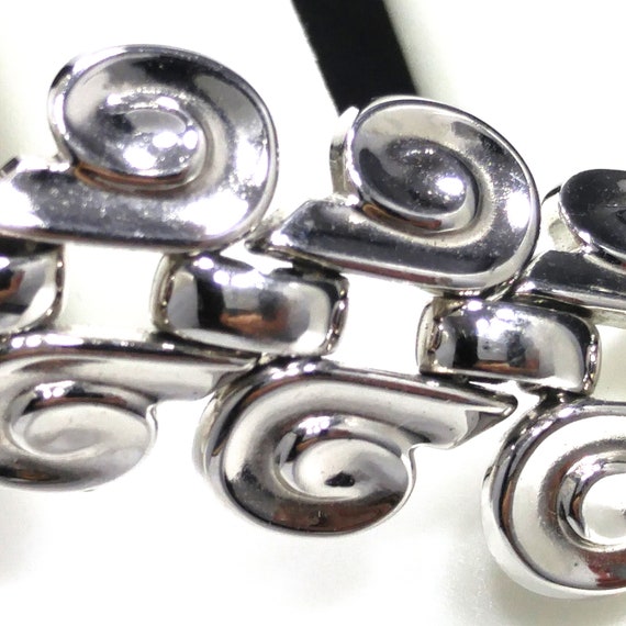 Trifari Rhodium Plated Bracelet, Modernist Swirls… - image 5