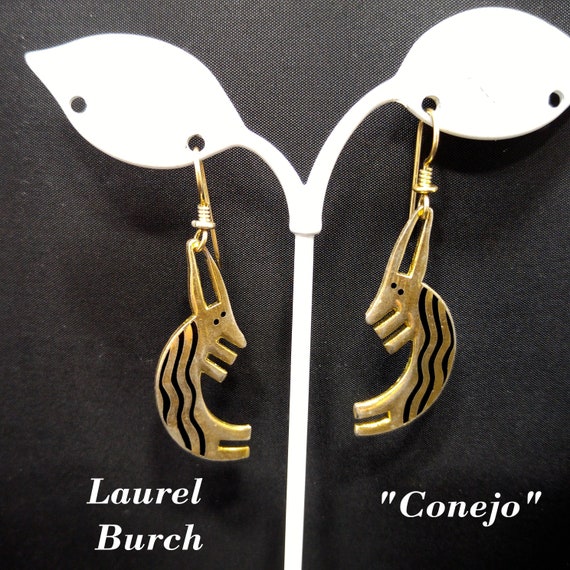 Laurel Burch "Conejo" Rabbit Dangle Earrings, Stri