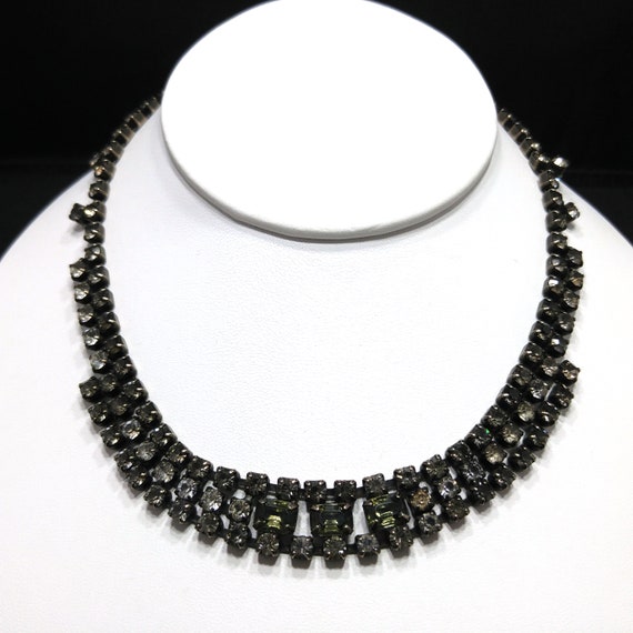 Kramer Black Diamond Rhinestone Choker Necklace, … - image 2