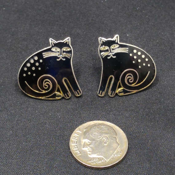 Laurel Burch "Keshire Cat" Black Post Earrings, G… - image 6