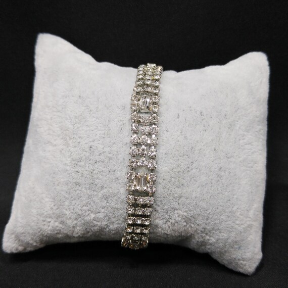 Kramer Clear Rhinestone Bracelet, Rhodium Plated,… - image 3