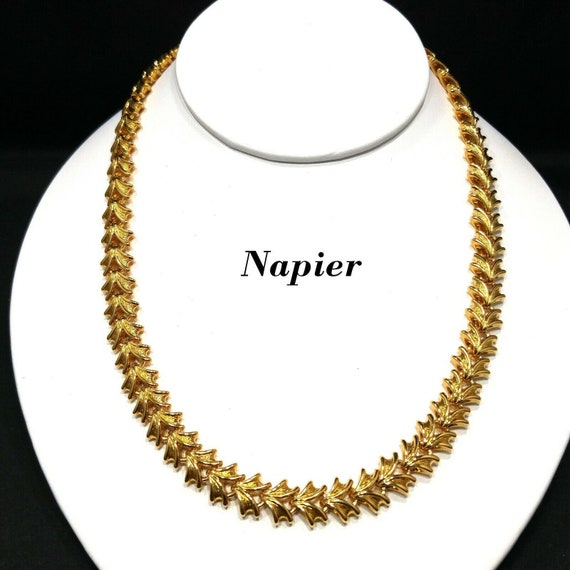 Vintage Napier Gold Plated Necklace, 18"  Interlo… - image 1