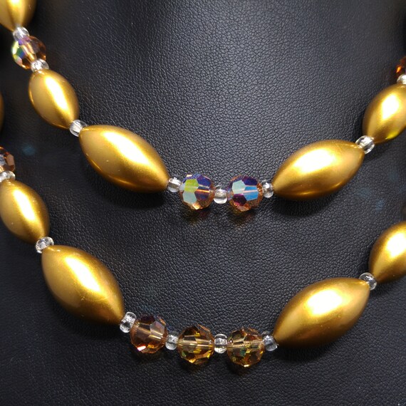 Mid Century Gold Pearled & Crystal Beaded Necklac… - image 8