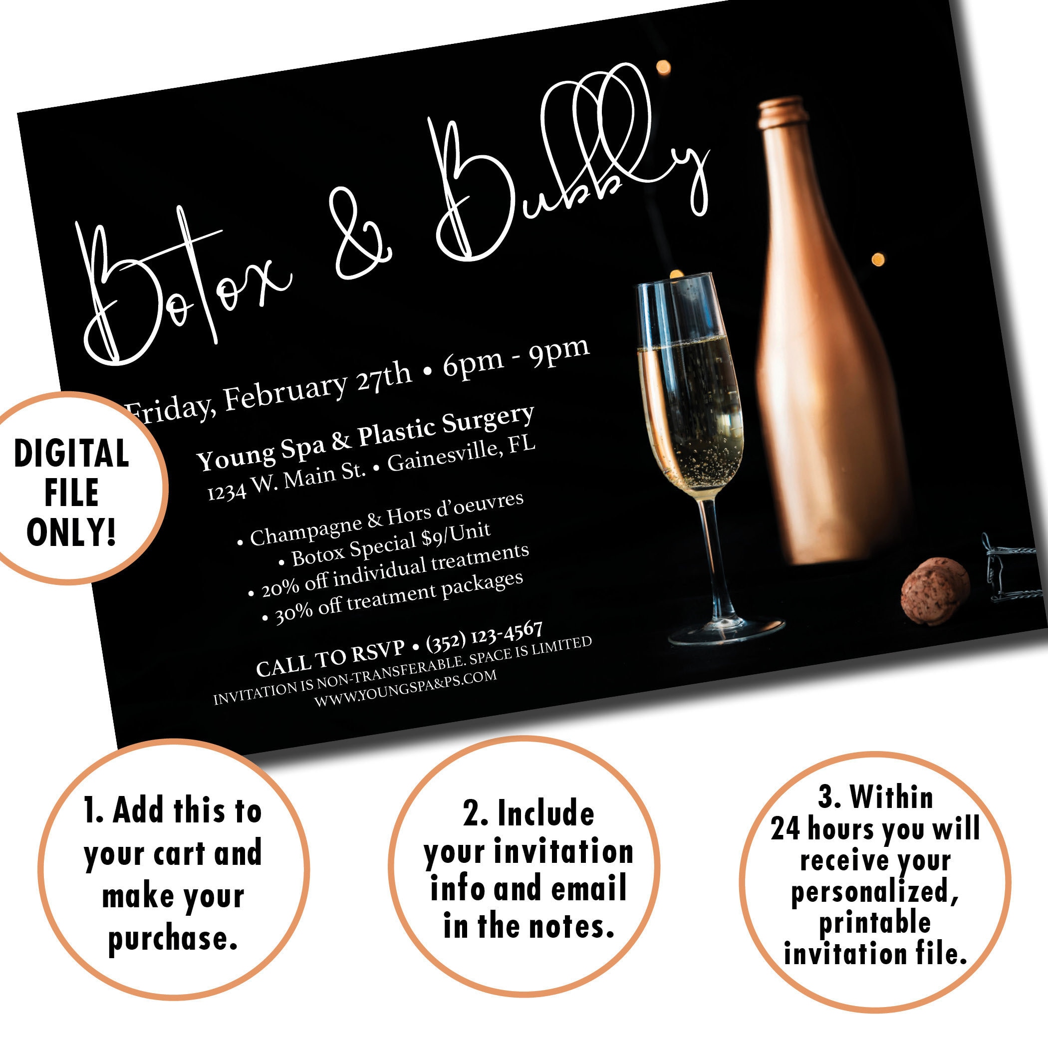 Botox Party Invitation 5x7 Personalized Printable File Etsy