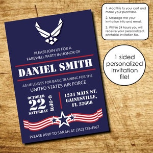 Military Basic Training Farewell Party -  5x7 - Personalized