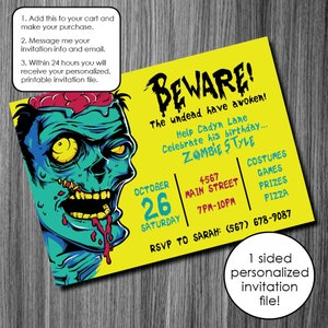 Zombie Invitation - Personalized 5x7