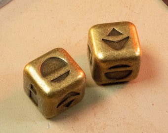 Gold Sabacc Dice Solid Metal  | Pair of Metal Dice | Star Wars Inspired Sabacc Game Dice | Han Solo Lucky Dice | Millennium Falcon Dice