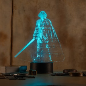 Anakin Skywalker / Darth Vader Hologram LED Night Light with remote control | Star Wars Engraved Acrylic nightlight holo