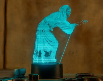 A New Hope Leia Hologram LED Night Light with remote control | Star Wars Senatorial slayer Engraved Acrylic nightlight | Geek Nerd Gift Art