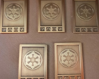 Jetons de crédit illimités Star Wars | Métal de la taille de l'écran : Imperial Credits pour A Timeless | Jeu de 5 jetons de ressource SWU