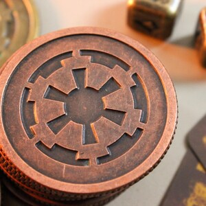 Bronze Empire Credit Coin | Double-Sided Star Wars Inspired Cosplay Prop | Imperial Sabacc Game Tokens Chips