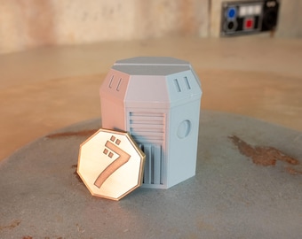 Caisse de rachat de jetons de crédit | contient un ensemble complet de 16 crédits pour Sabacc | Boîte de rangement imprimée en 3D inspirée de Star Wars