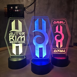 Sabacc League Hologram LED Night Light remote control | Star Wars Rebels Engraved Acrylic nightlight holo