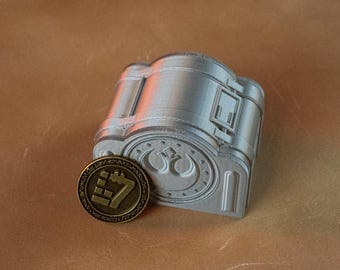Boîte de rangement New Republic | Caisse de rachat de 16 crédits pour crédits métal | Inspiré de Star Wars