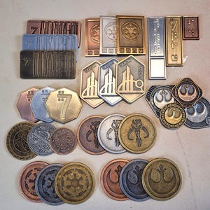 Ultimate Galactic Credit Sample Set | Star Wars Sabacc Solid Metal  | Imperial Credit Chit | Poker Chip Tokens