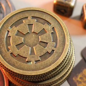 Gold Empire Credit Coin | Double-Sided Star Wars Inspired Cosplay Prop | Imperial Sabacc Game Tokens Chips