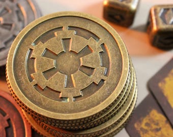 ゴールドエンパイアクレジットコイン | 両面スターウォーズ風インペリアルソリッドメタルゲームトークン