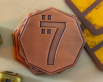 Bronzefarbener „7“ Credit-Pokerchip | Star Wars inspiriert Solid Metal Empire Credits | Fan Requisite Geld