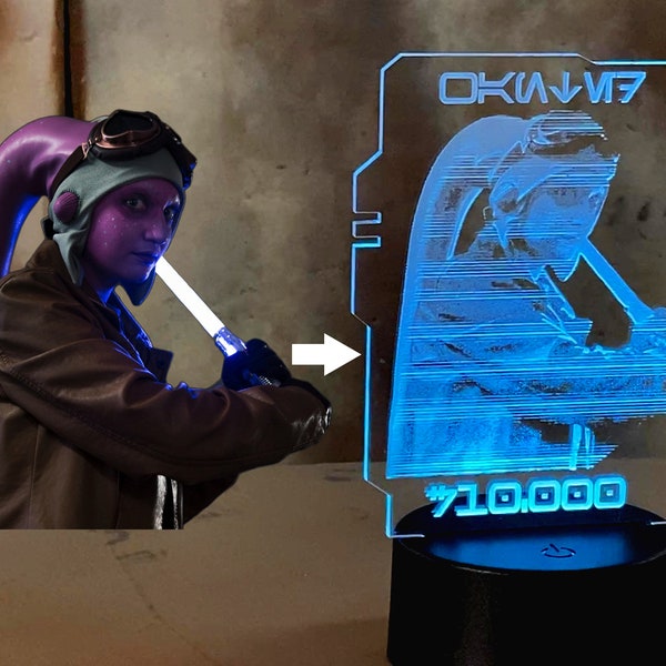 Custom Hologram LED Night Light | Star Wars Clone Wars Engraved Acrylic nightlight remote control | Geek Nerd Gift Art