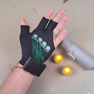 Star Wars Jawa Costume Bundle with Glowing Eyes, 16 Sound Effects Glove, and 3D printed Droid Caller | Mask Not Included