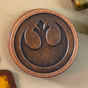 Bronze Rebel Credit Coin | Double-Sided Star Wars Inspired Cosplay Prop | Rebel Sabacc Game Tokens Chips