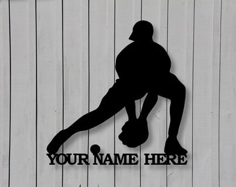 Baseball Fielder Sign, Customizable Metal Baseball Sign, Personalized Baseball Player, Baseball Home Decor, Custom Sports Sign